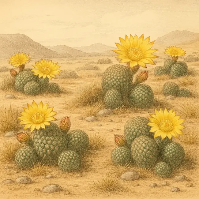 Reicheocactus – Botanische Illustration des natürlichen Lebensraums