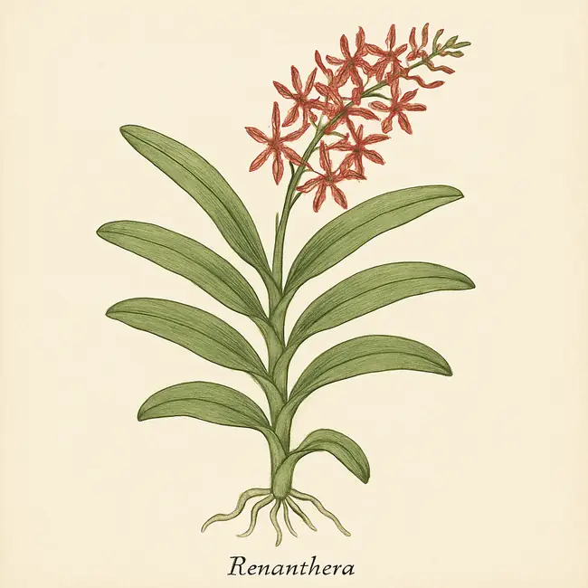 Renanthera – Botanische Illustration des Habitus
