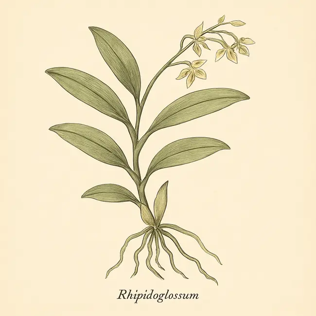 Rhipidoglossum – Botanische Illustration des Habitus