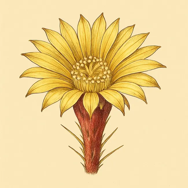 Rimacactus – Botanische Illustration der Blüte