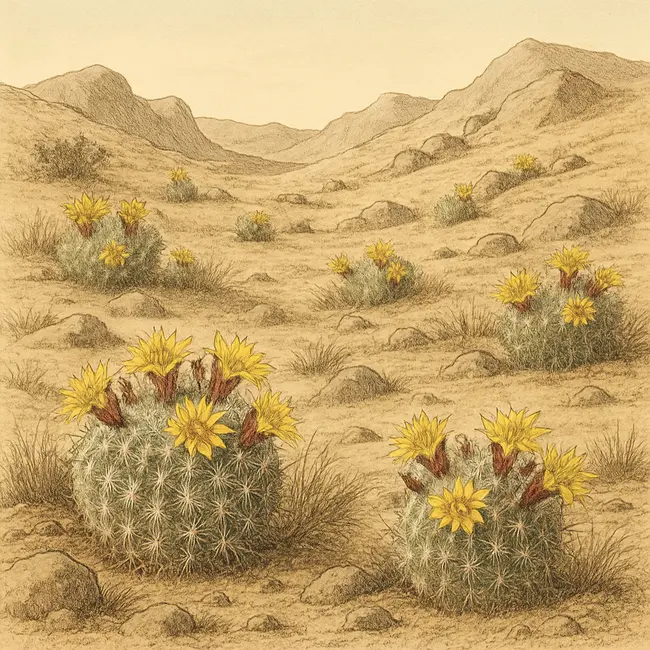 Rimacactus – Botanische Illustration des natürlichen Lebensraums
