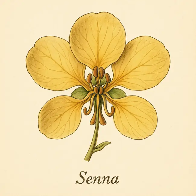 Senna – Botanische Illustration der Blüte