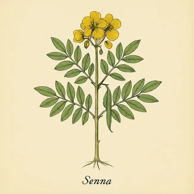 Senna – Botanische Illustration des Habitus
