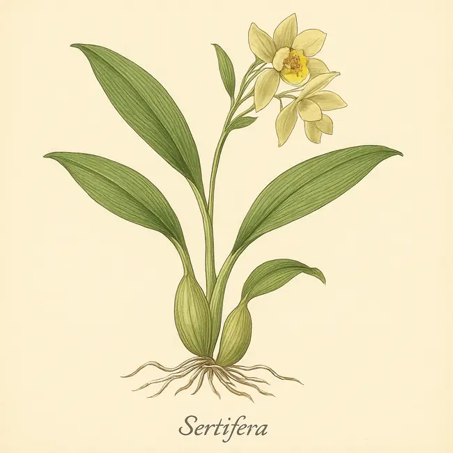 Sertifera – Botanische Illustration des Habitus