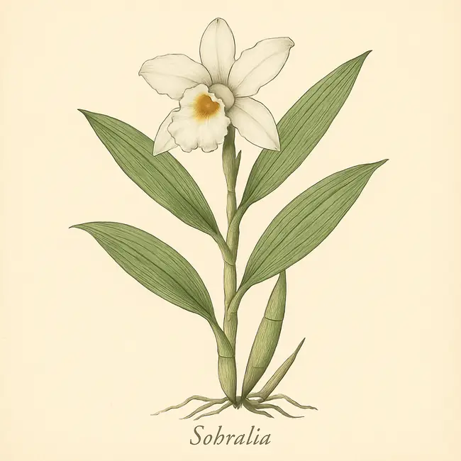 Sobralia – Botanische Illustration des Habitus