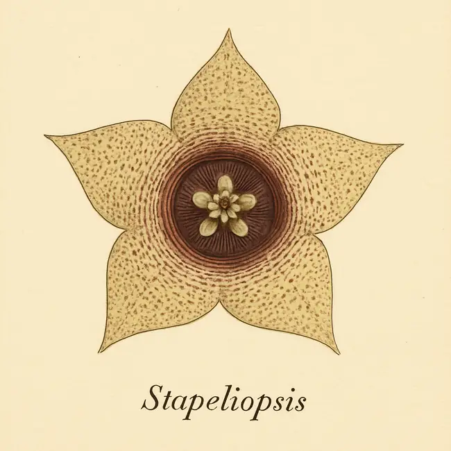Stapeliopsis – Botanische Illustration der Blüte