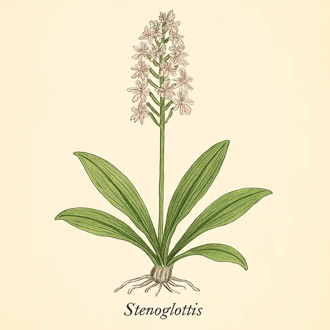 Stenoglottis – Botanische Illustration des Habitus