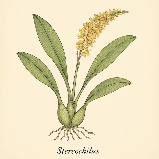 Stereochilus – Botanische Illustration des Habitus