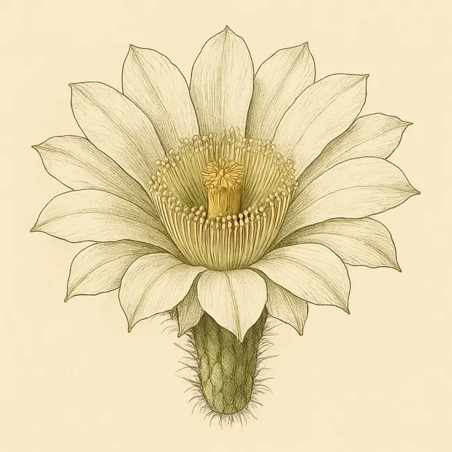 Stetsonia – Botanische Illustration der Blüte