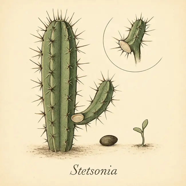 Stetsonia – Botanische Illustration der Vermehrung