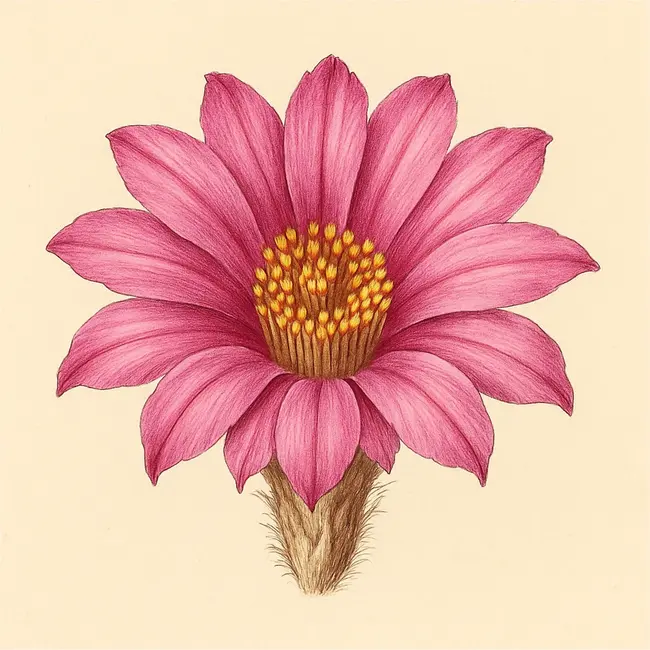 Strombocactus – Botanische Illustration der Blüte