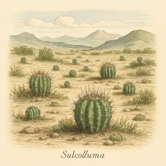 Sulcolluma – Botanische Illustration des natürlichen Lebensraums