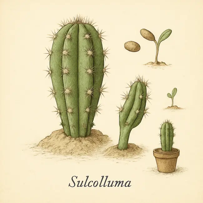 Sulcolluma – Botanische Illustration der Vermehrung