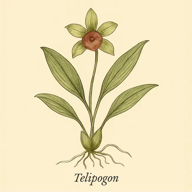 Telipogon – Botanische Illustration des Habitus