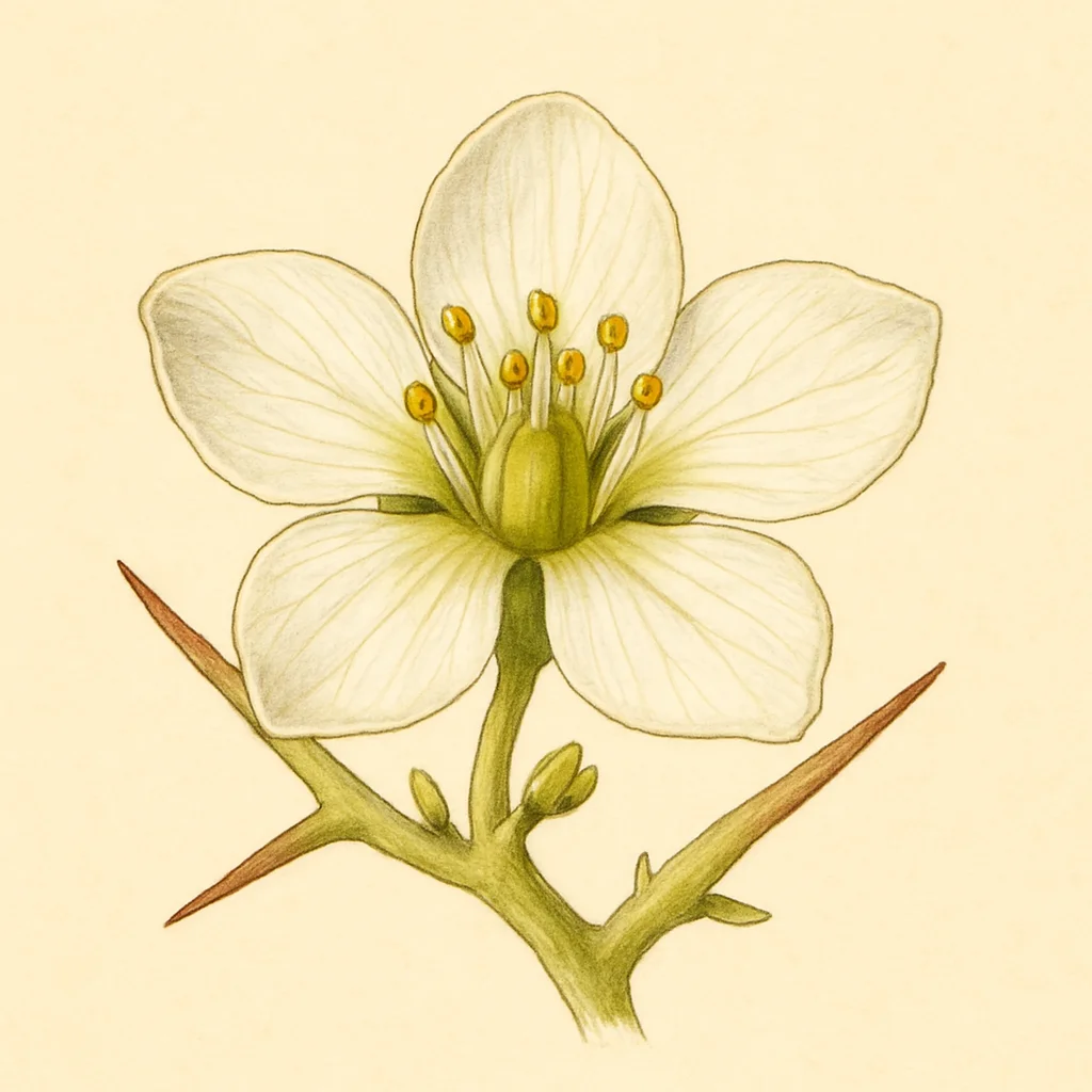 Tetraena – Botanische Illustration der Blüte