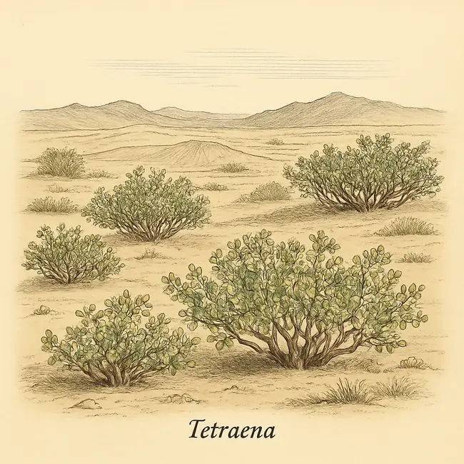 Tetraena – Botanische Illustration des natürlichen Lebensraums