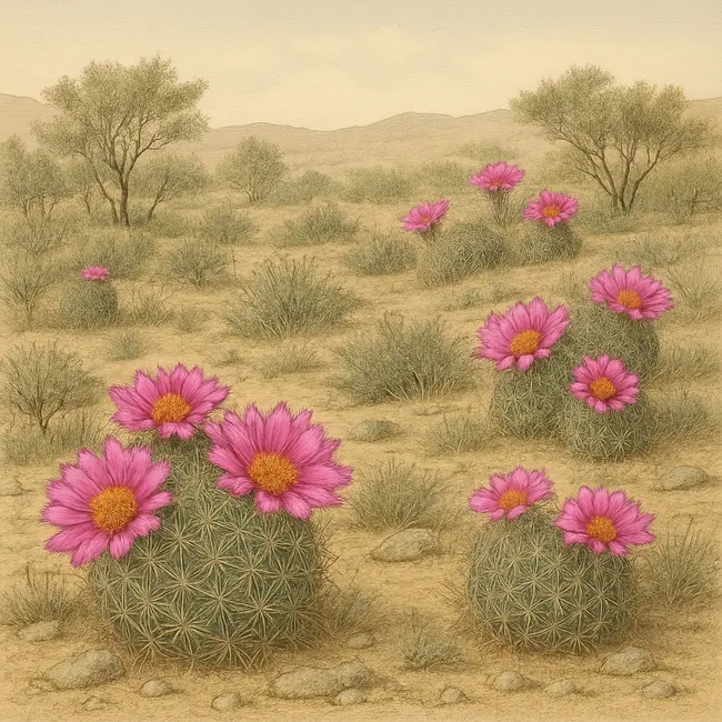 Thelocactus – Botanische Illustration des natürlichen Lebensraums