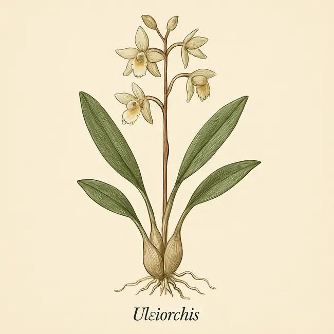 Uleiorchis – Botanische Illustration des Habitus