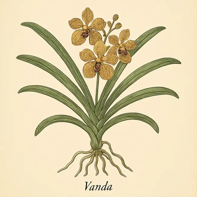 Vanda – Botanische Illustration des Habitus