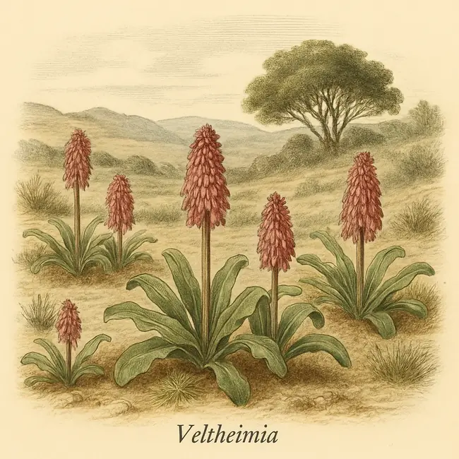 Veltheimia – Botanische Illustration des natürlichen Lebensraums