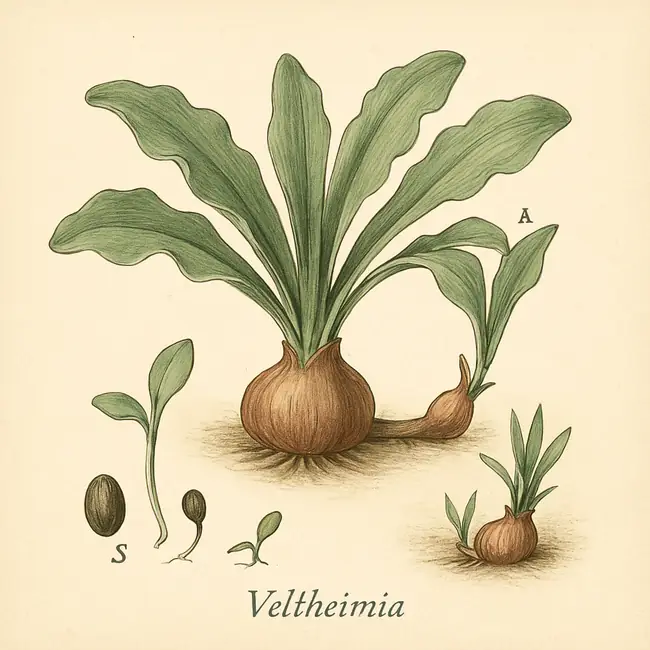 Veltheimia – Botanische Illustration der Vermehrung