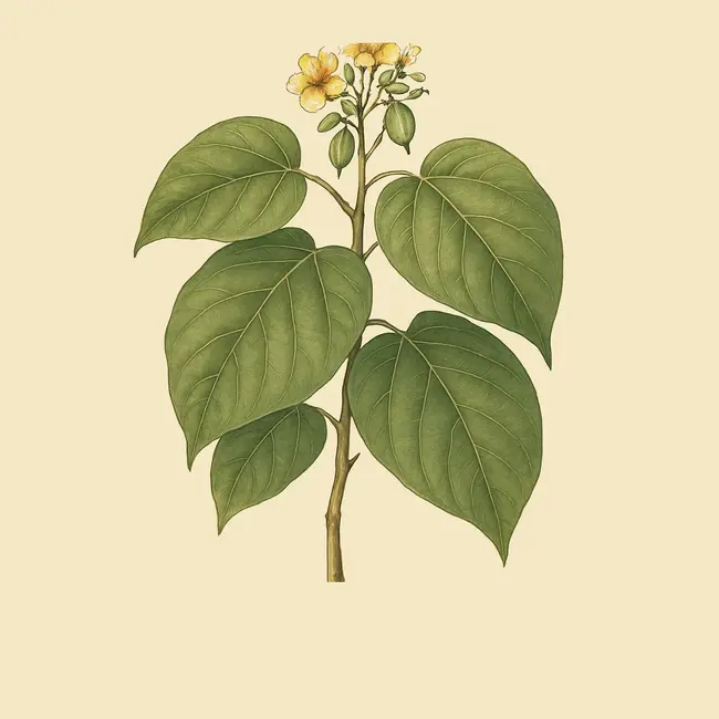 Vernicia – Botanische Illustration des Habitus
