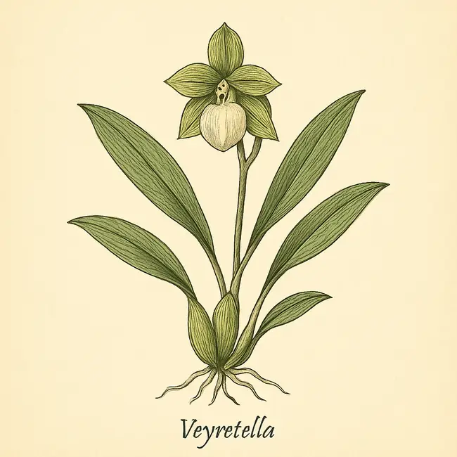 Veyretella – Botanische Illustration des Habitus