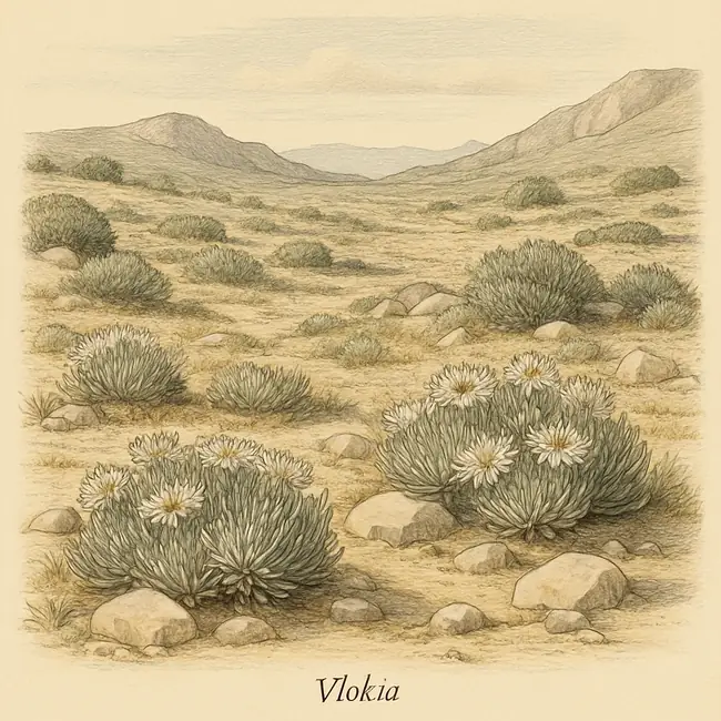 Vlokia – Botanische Illustration des natürlichen Lebensraums
