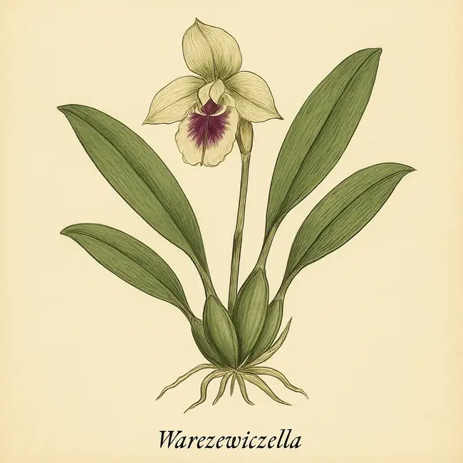 Warczewiczella – Botanische Illustration des Habitus