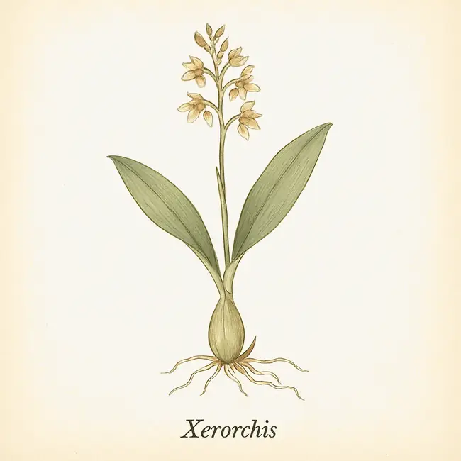 Xerorchis – Botanische Illustration des Habitus