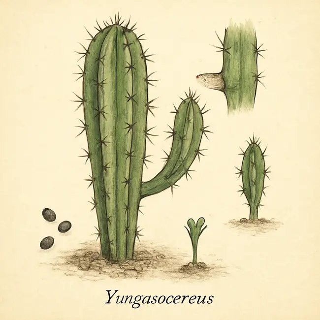 Yungasocereus – Botanische Illustration der Vermehrung