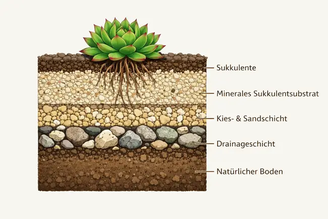 Drainage und Bodenaufbau für winterharte Sukkulenten